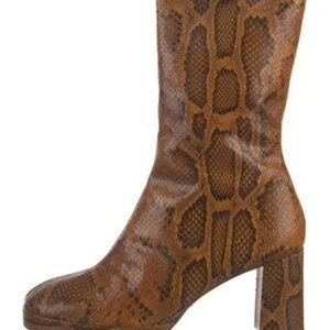 Miista Brown Snake Pattern Heeled Boots
